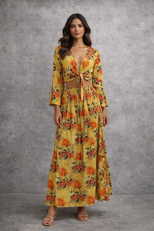 Skirt set with a long-sleeve top