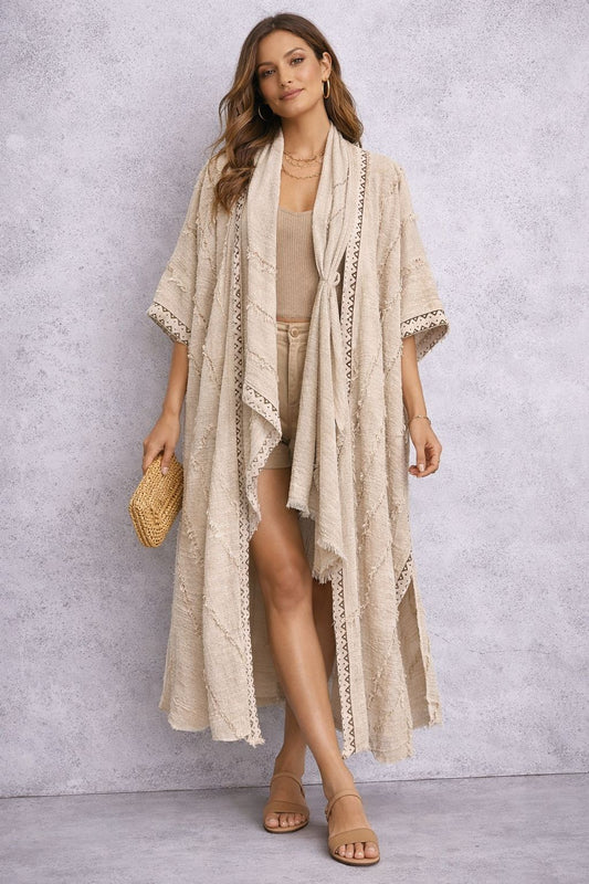 Short-sleeve cardigan with a shawl