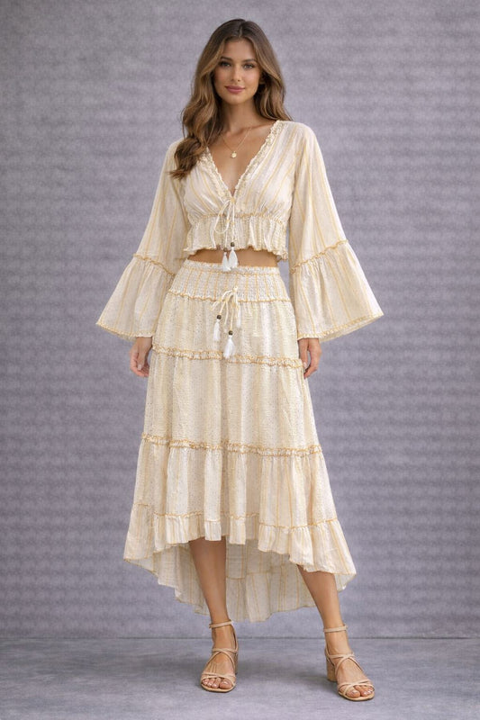 Skirt set with top long sleeves