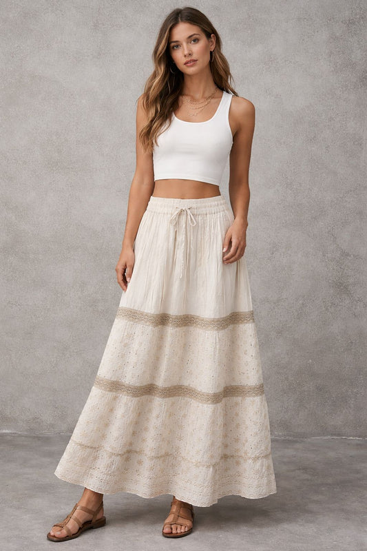 Maxi skirt Cotton With trim